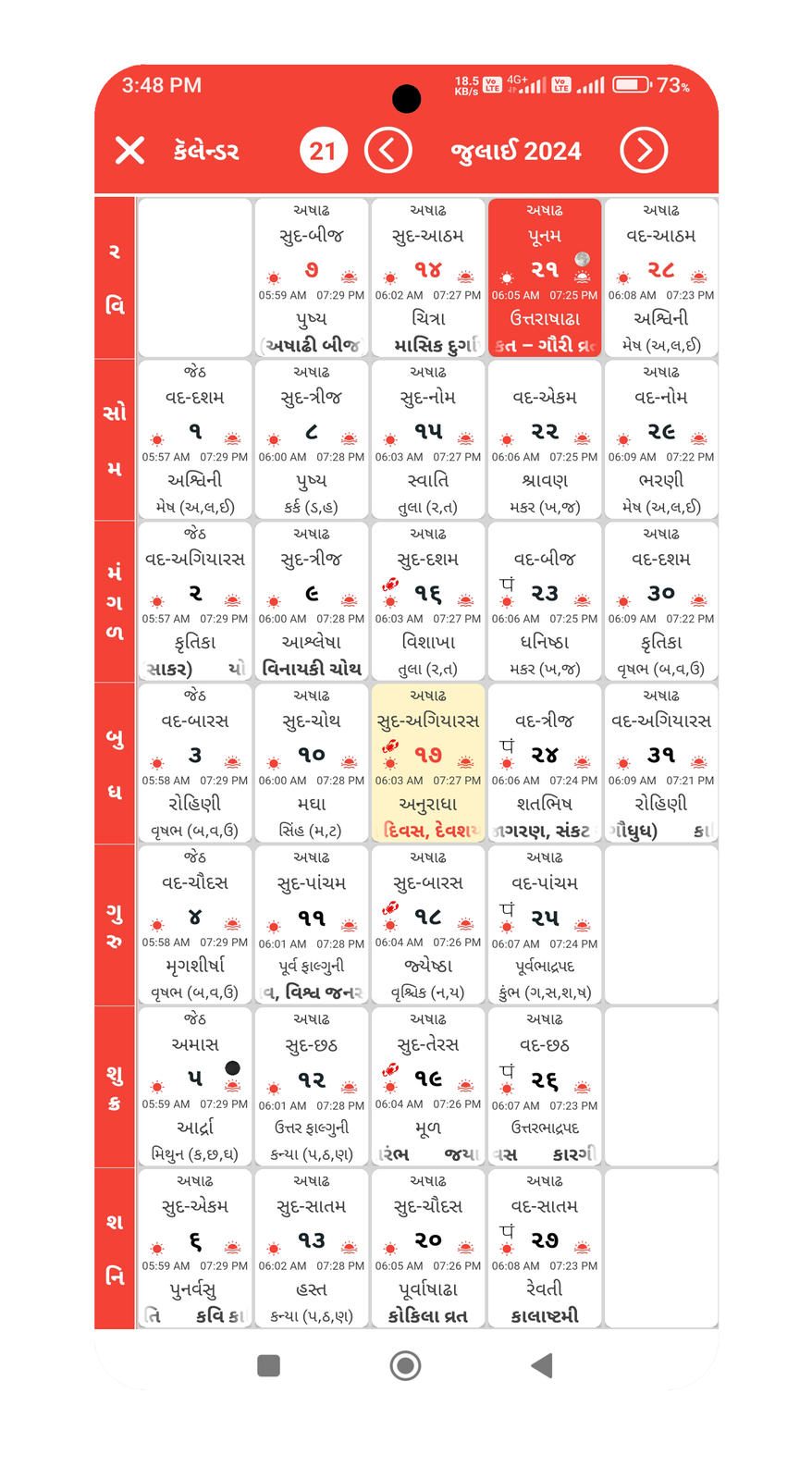 Gujarati Calendar